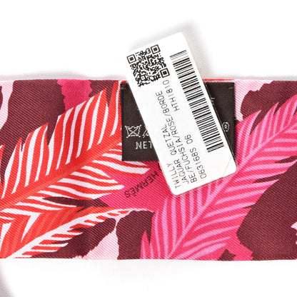 Hermes Silk Jaguar Quetzal Twilly Fuchsia Rose Bordeaux 3 of 5