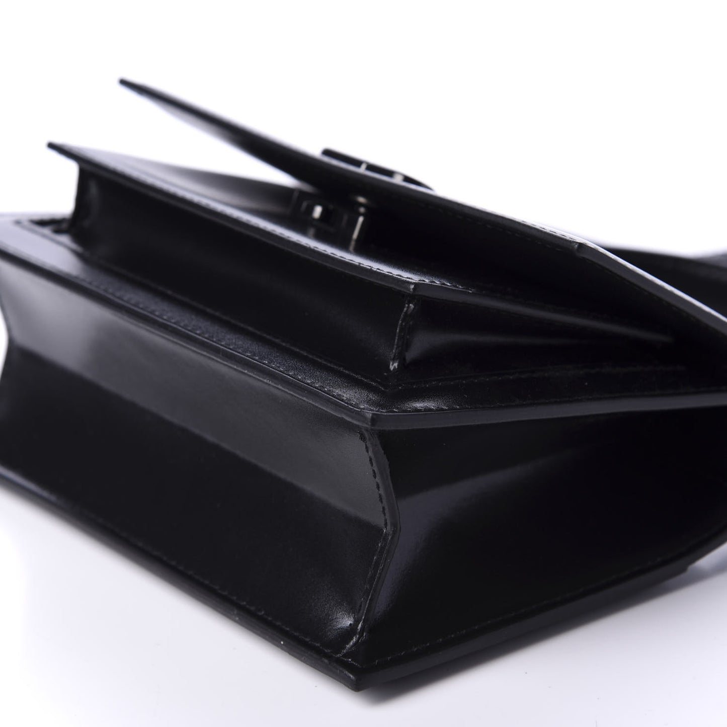 Box Calfskin Monochrome XS Sharp Top Handle Bag Black