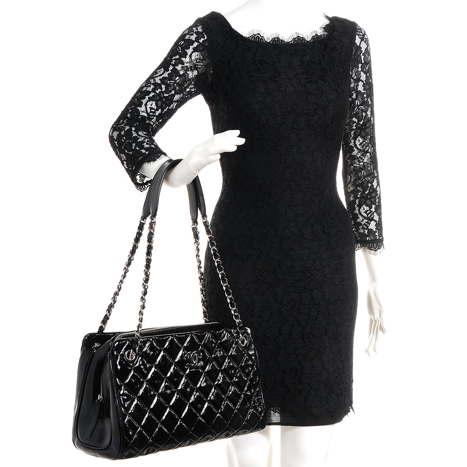 Chanel Patent Quilted Tote Black 2 of 7