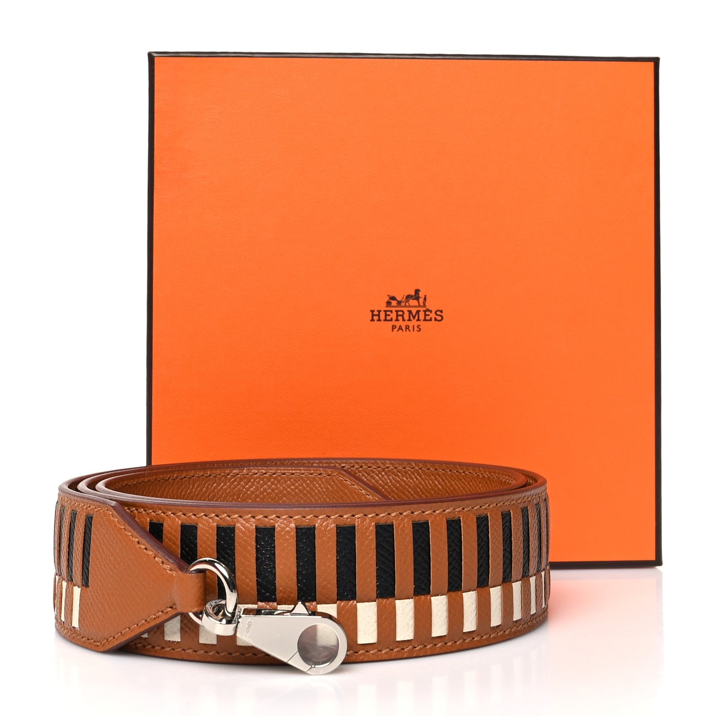 Epsom 40mm Tressage Shoulder Strap Black Craie Gold