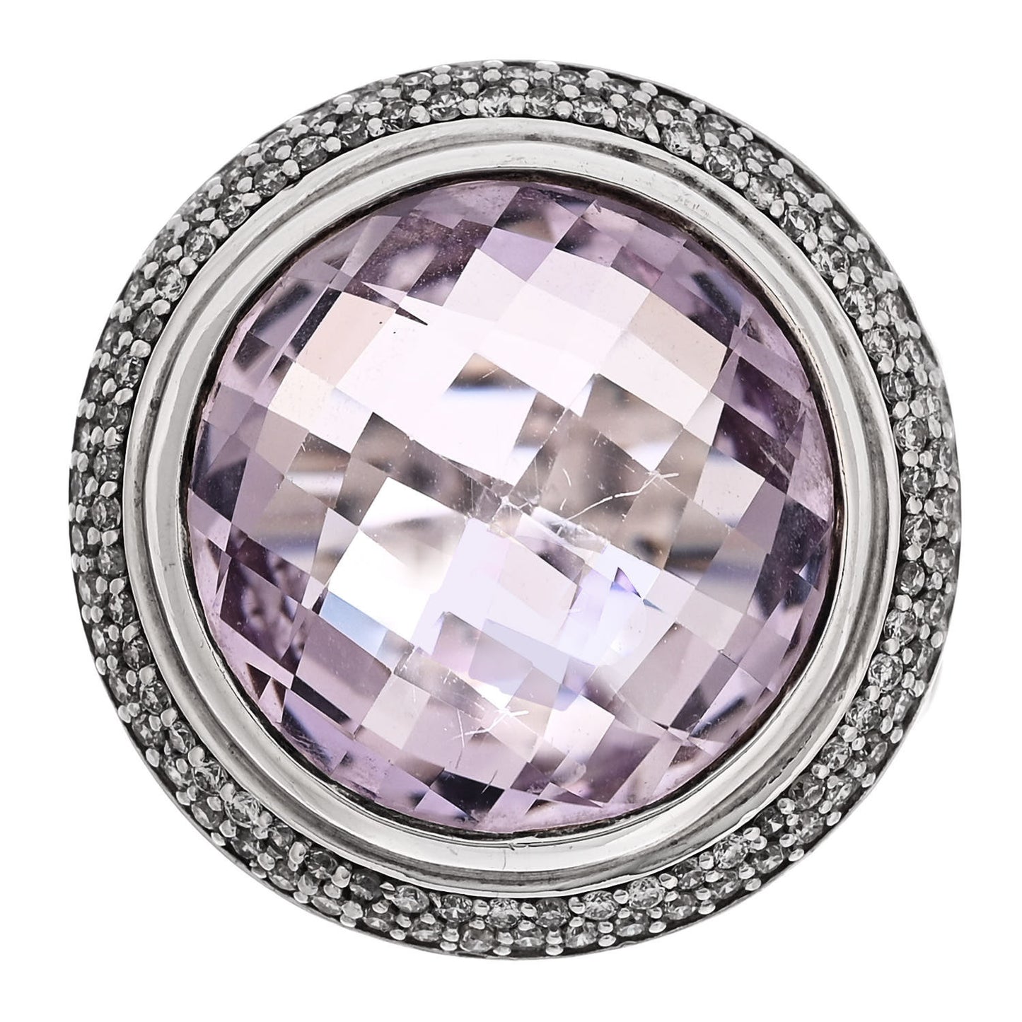 Sterling Silver Diamond Amethyst 18mm Cerise Ring 54 7