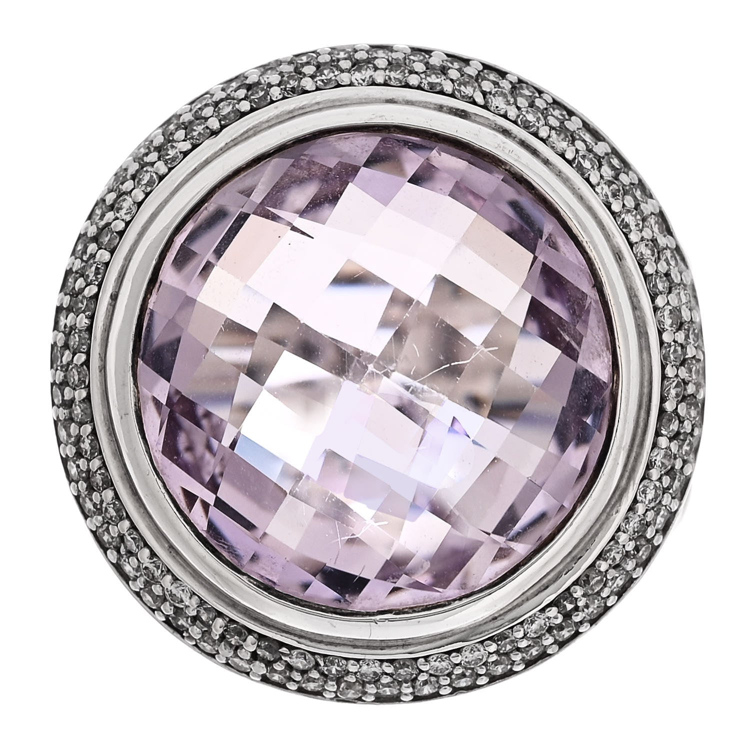 David Yurman Sterling Silver Diamond Amethyst 18mm Cerise Ring 54 7 1 of 7