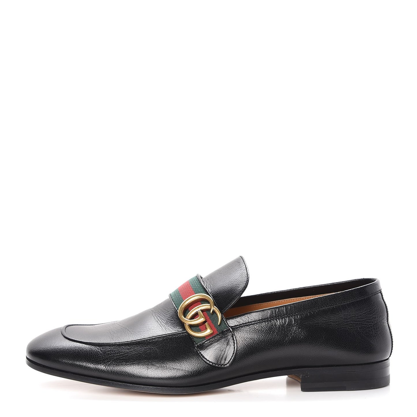 Goatskin Web Mens GG Loafers 10 Black