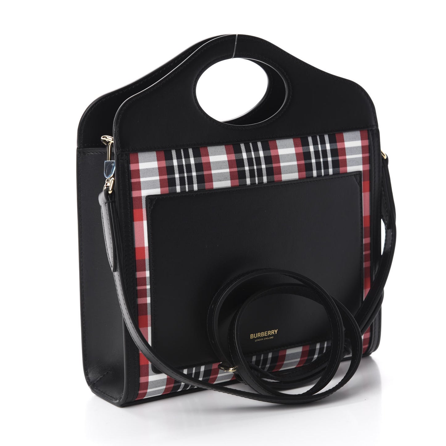 Calfskin Nylon Tartan Mini Pocket Bag Bright Red
