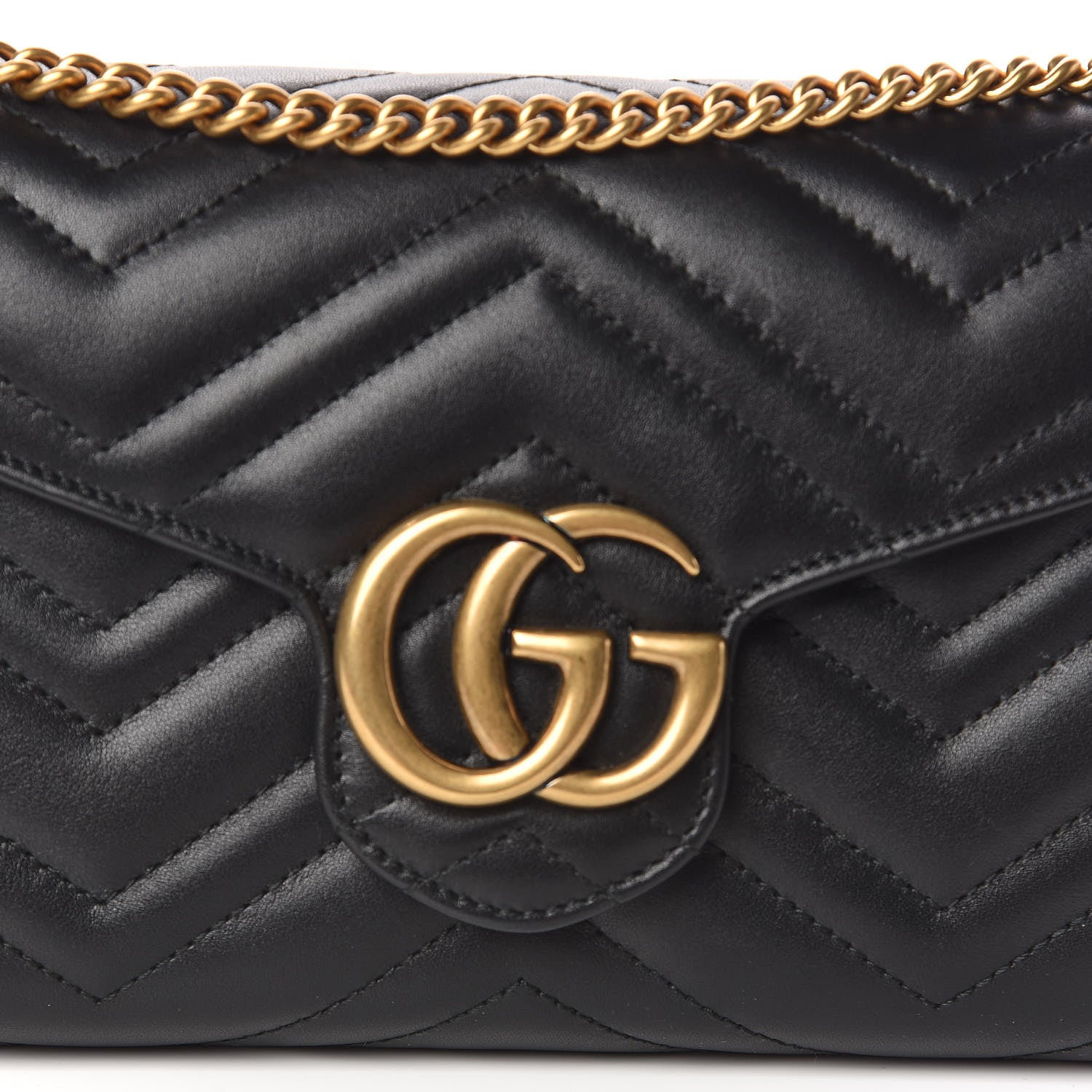 Gucci Calfskin Matelasse GG Marmont Chain Wallet Black 10 of 11