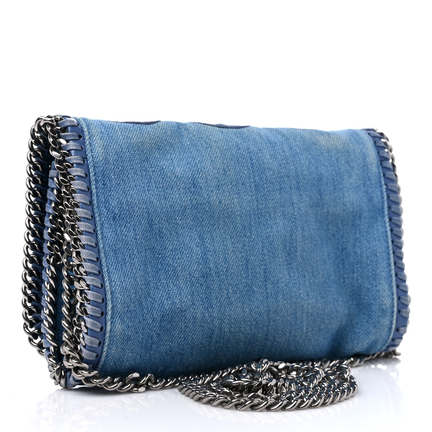 Stella McCartney Eco Denim Embroidered Zigarette Falabella Crossbody Blue 3 of 9