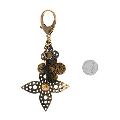 Louis Vuitton Antiqued Brass Resin Rock Flower Bag Charm 2 of 4
