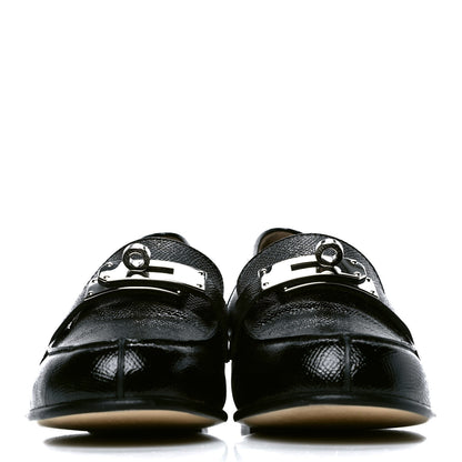 Hermes Patent Epsom Womens Kelly Loafers 38 Black 2 of 6