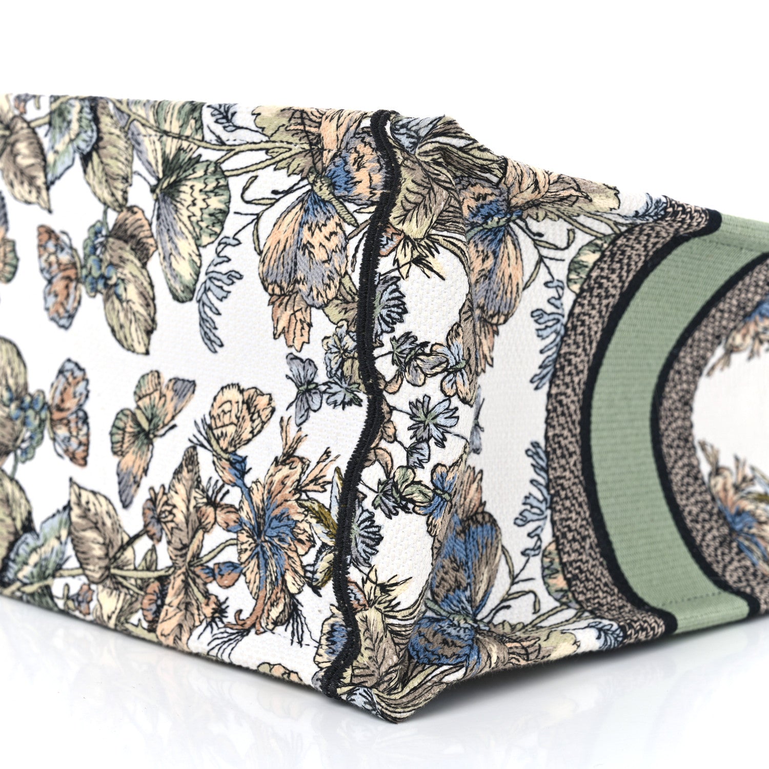 Christian Dior Canvas Embroidered Medium Around The World Book Tote White Multicolor 10 of 11