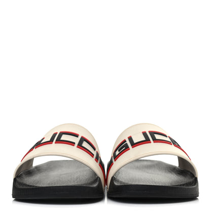 Gucci Rubber Stripe Mens Pool Slide Sandals 5 Ecru Poppy Black 2 of 4