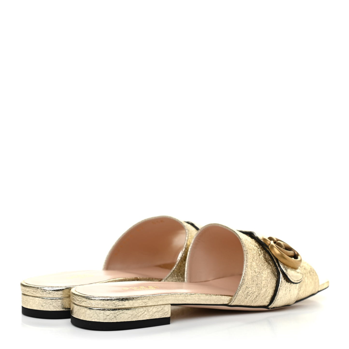 Galassia GG Marmont Flat Slide Sandals 37 Platino