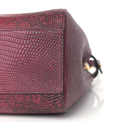 Fendi Lizard Togo Shiny Nappa Mini Peekaboo Iconic Satchel Barolo 8 of 8
