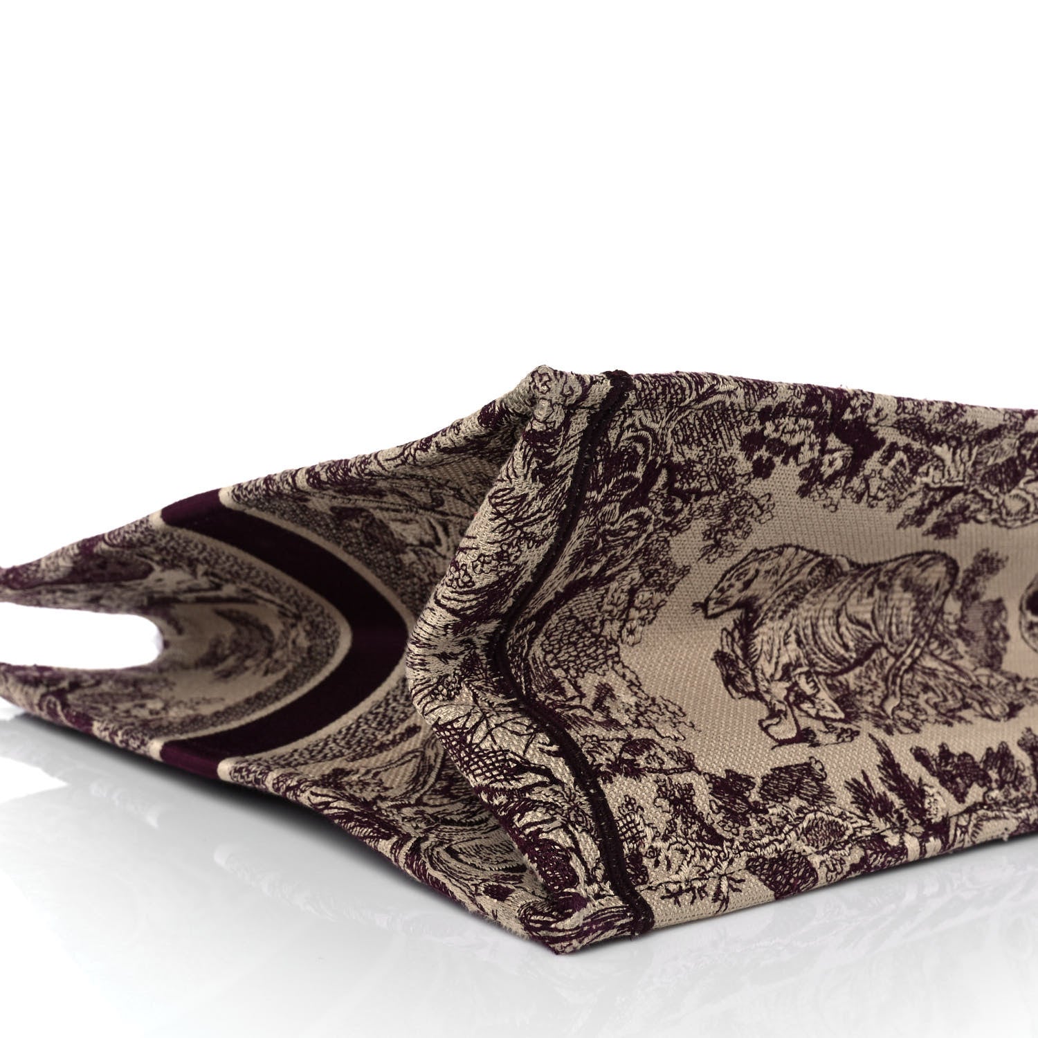 Christian Dior Canvas Embroidered Large Dioriviera Toile De Jouy Book Tote Burgundy 7 of 10