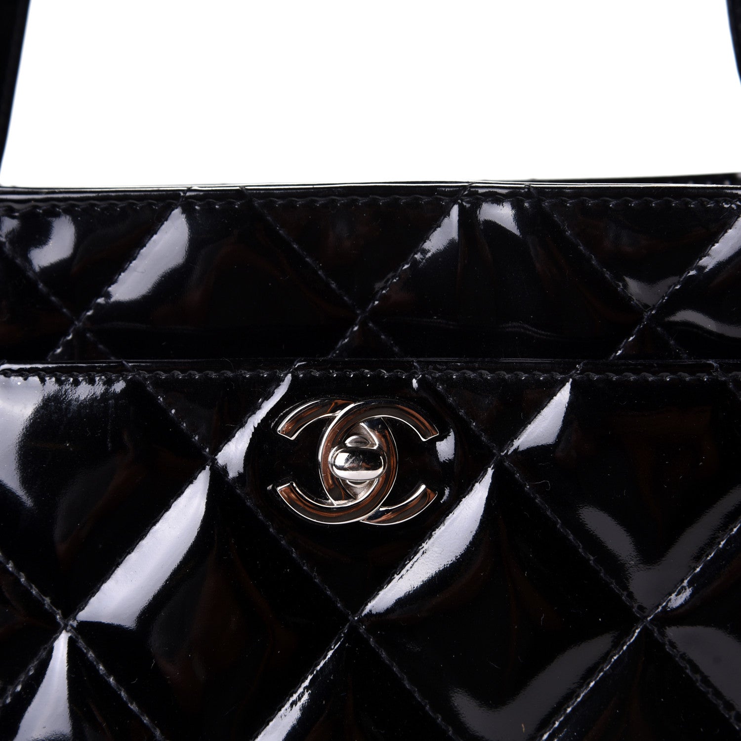 Chanel Patent Quilted Shoulder Bag Black 6 of 6