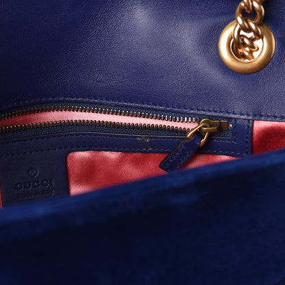 Gucci Velvet Matelasse Medium GG Marmont Shoulder Bag Cobalt Blue 6 of 15