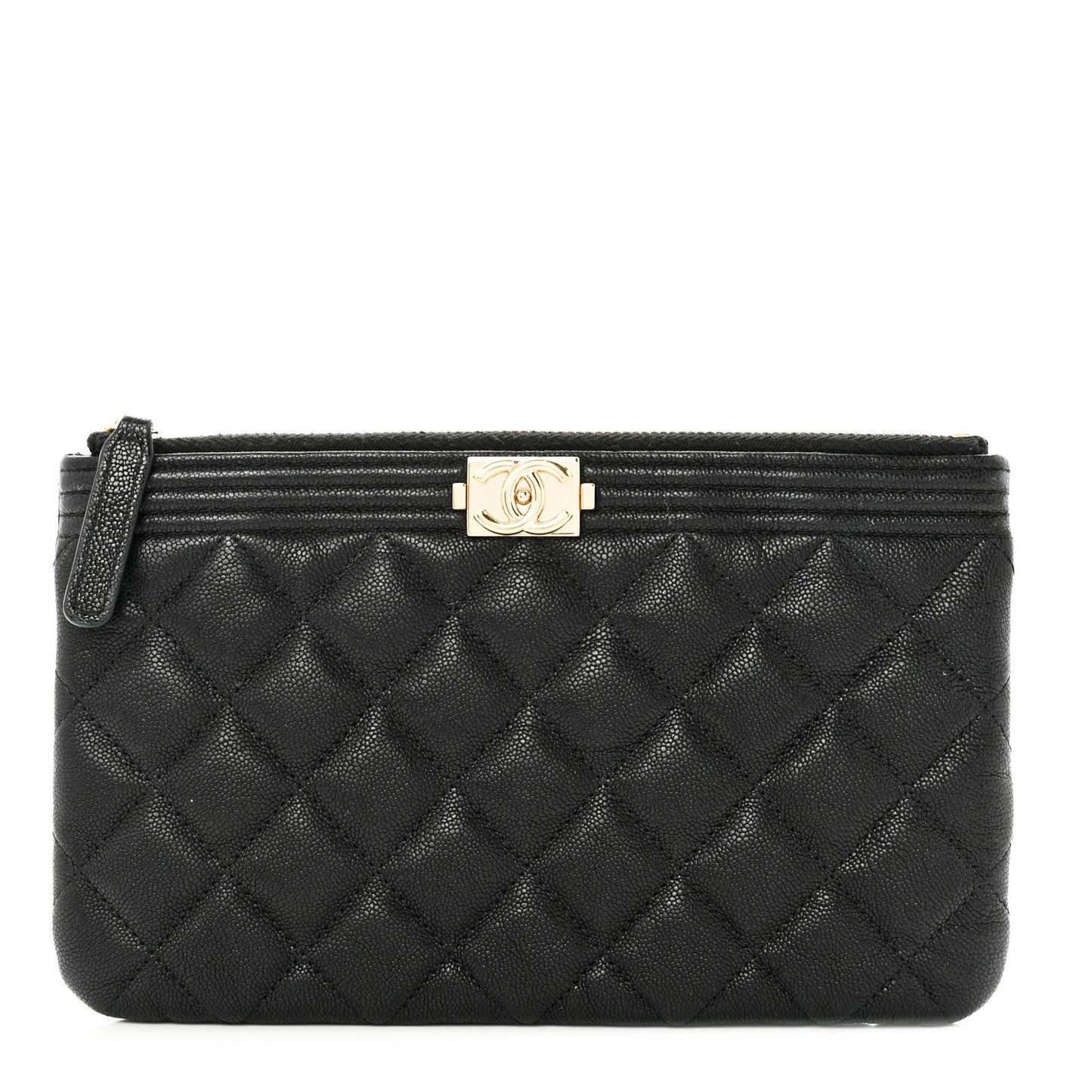 Caviar Quilted Small Boy Cosmetic Case Black