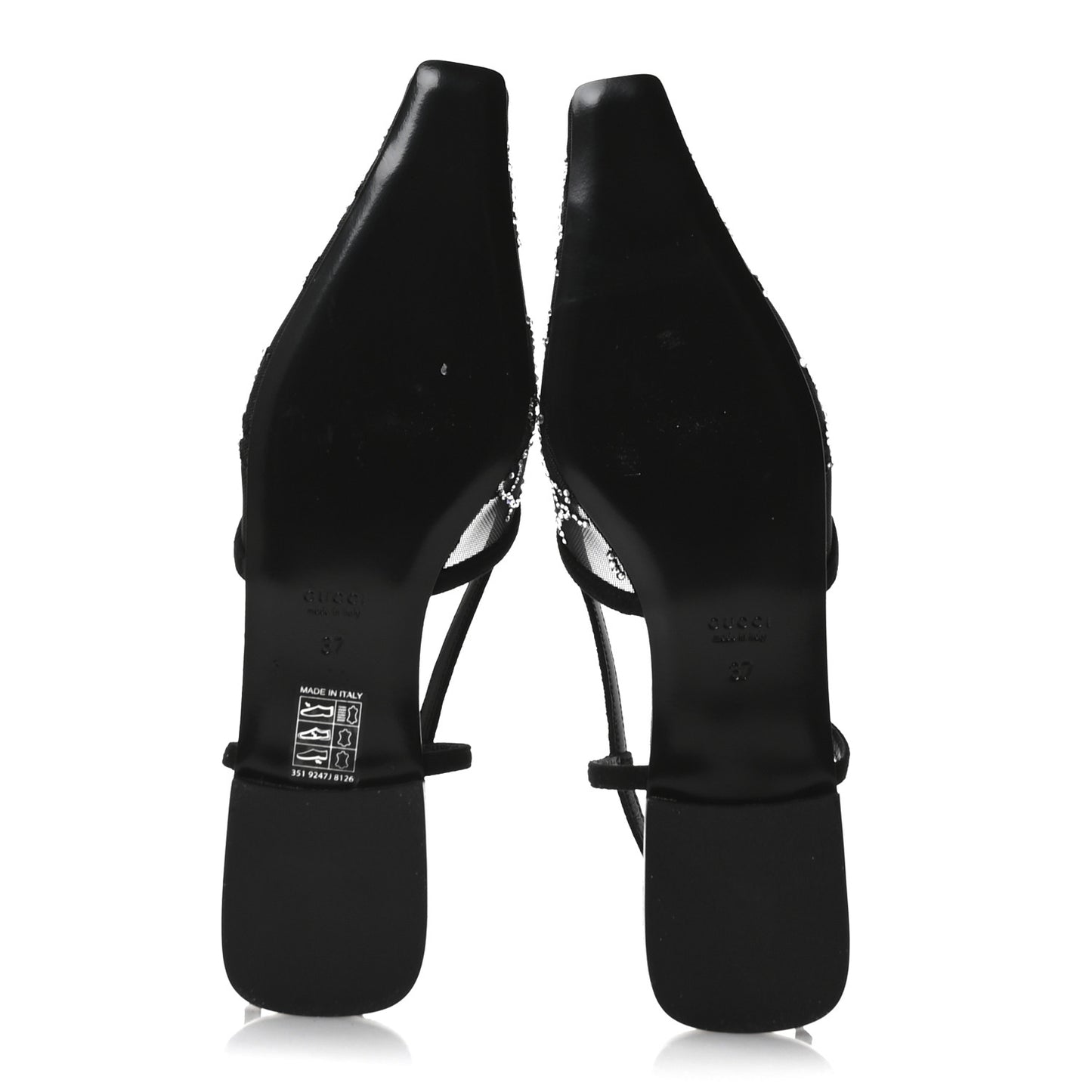 Tela Retino Kid Scamosciato Crystal GG Monogram Square Demi Ballet Flats 37 Black