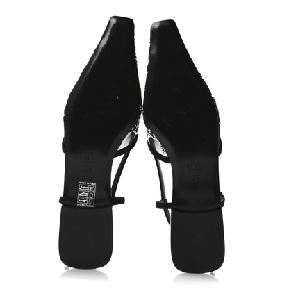 Gucci Tela Retino Kid Scamosciato Crystal GG Monogram Square Demi Ballet Flats 37 Black 6 of 11