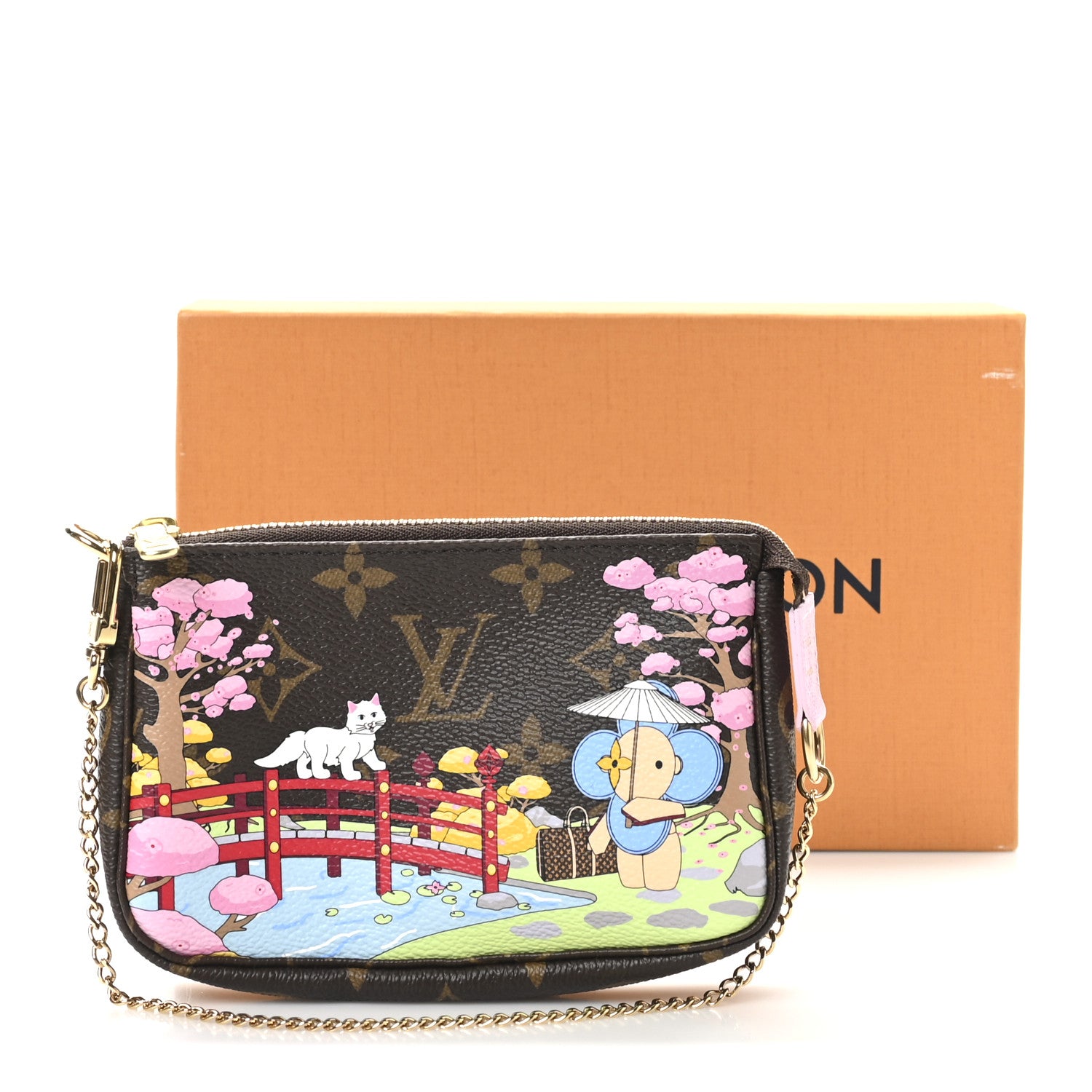 Louis Vuitton Monogram 2021 Christmas Animation Japanese Garden Mini Pochette Accessories Wisteria Pink 9 of 9