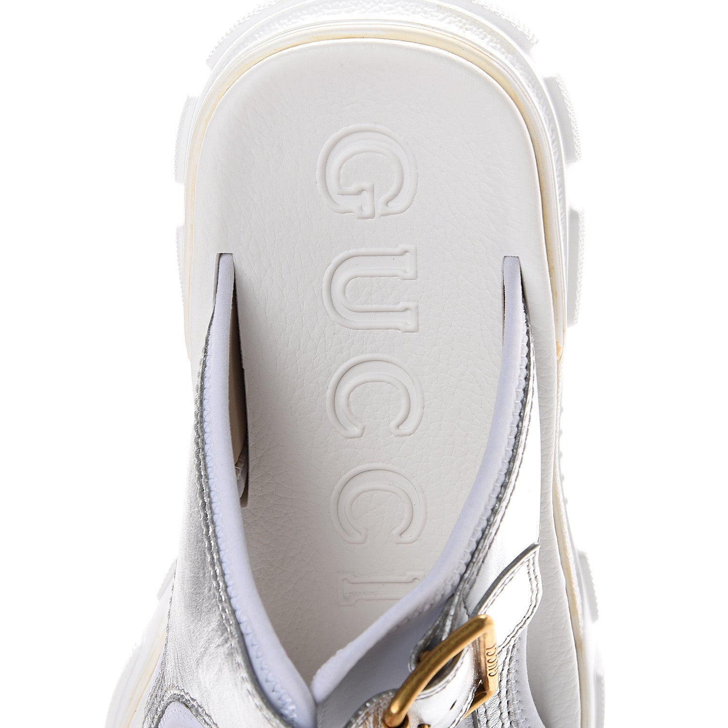 Gucci Metallic Nappa Aguru Slide Sandals 40.5 Argent Great White 10 of 12