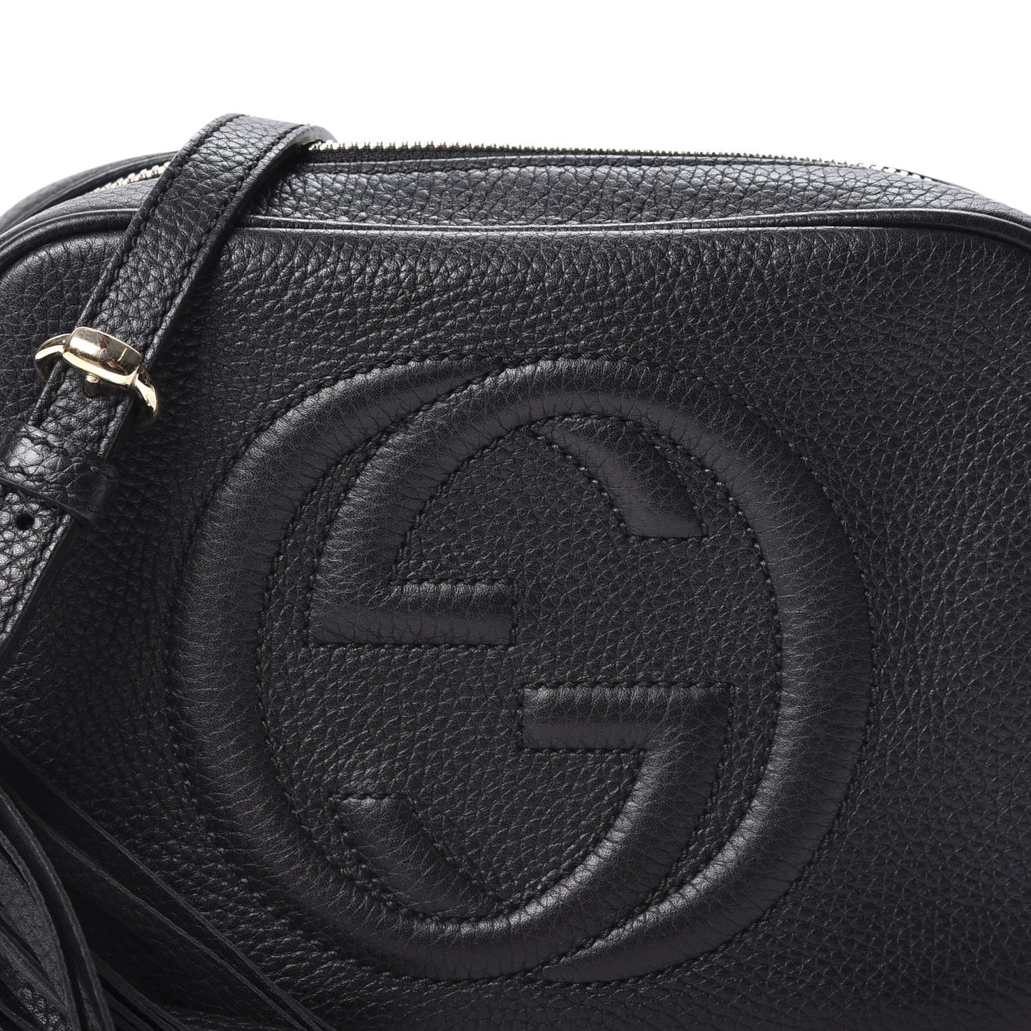 Pebbled Calfskin Small Soho Disco Bag Black