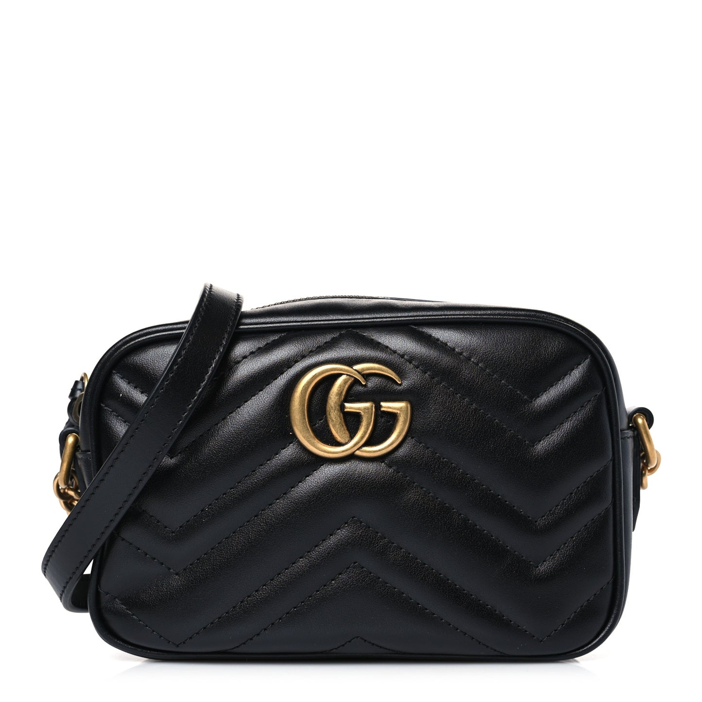 Calfskin Matelasse Mini GG Marmont Chain Shoulder Bag Black
