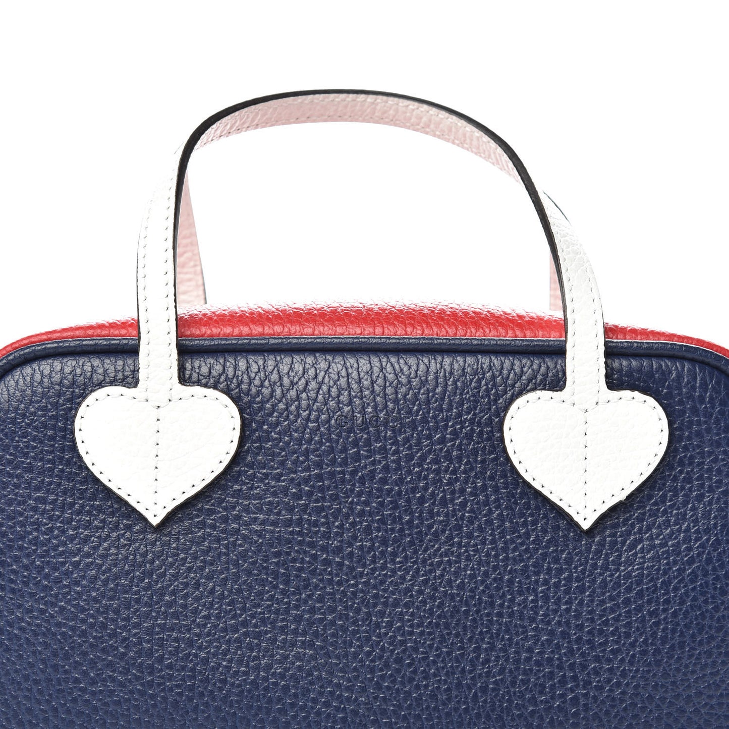 Calfskin Kids Heart Top Handle Bag Blue Hibiscus Red