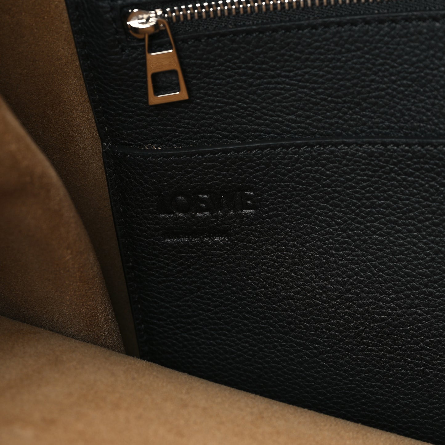 Soft Grained Calfskin Buckle Zip Tote Black