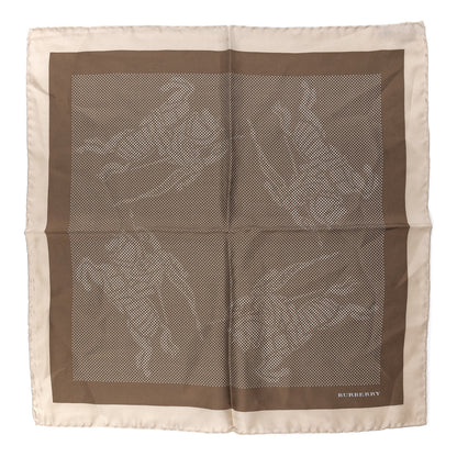 Burberry Silk Equestrian Knight Print Square Scarf Brown 1 of 3