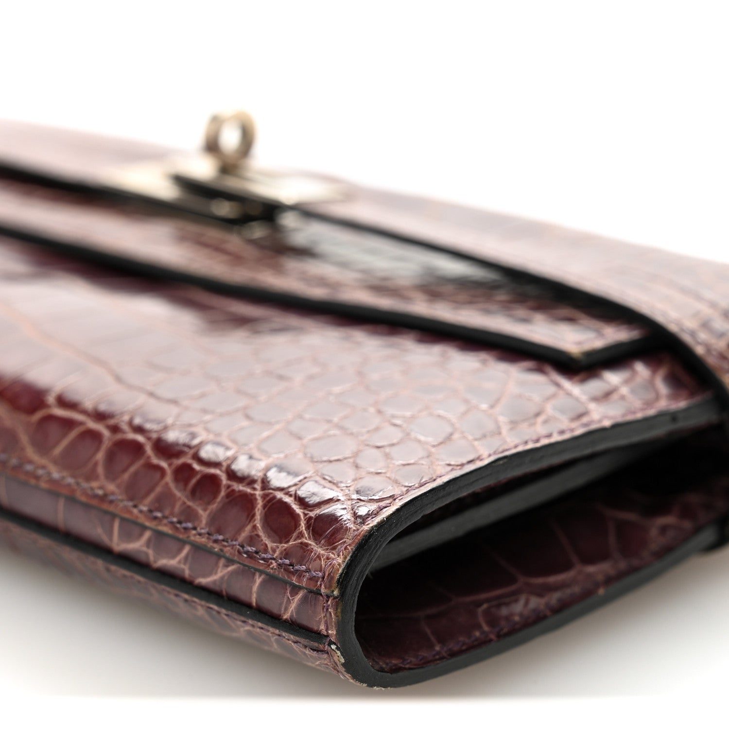 Hermes Shiny Alligator Kelly Longue Wallet Amethyst 10 of 10