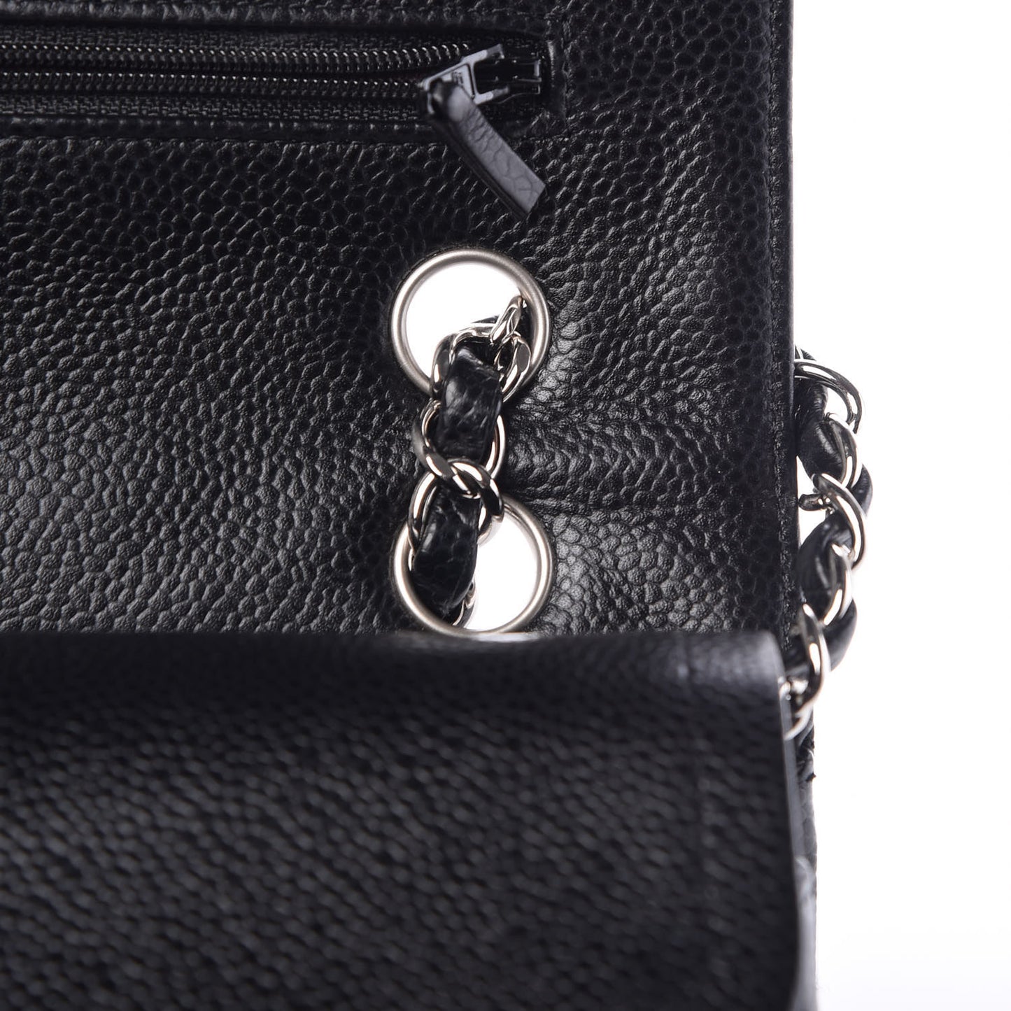 Caviar Quilted Medium Double Flap Black