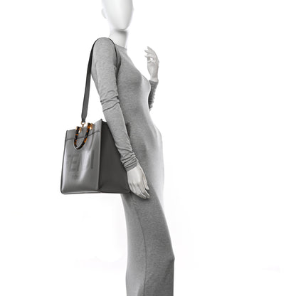 Fendi Vitello King Plexiglass Logo Embossed Medium Fendi Sunshine Shopper Tote Moon 2 of 11
