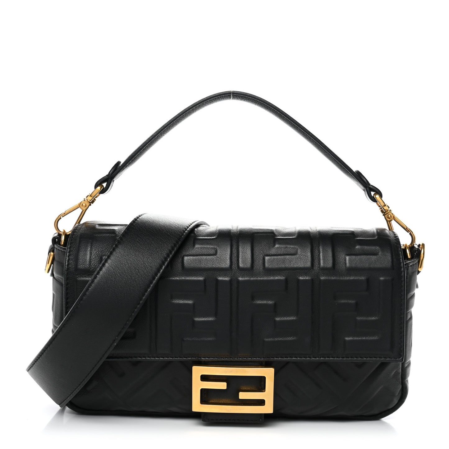 Nappa FF 1974 Embossed Baguette Black