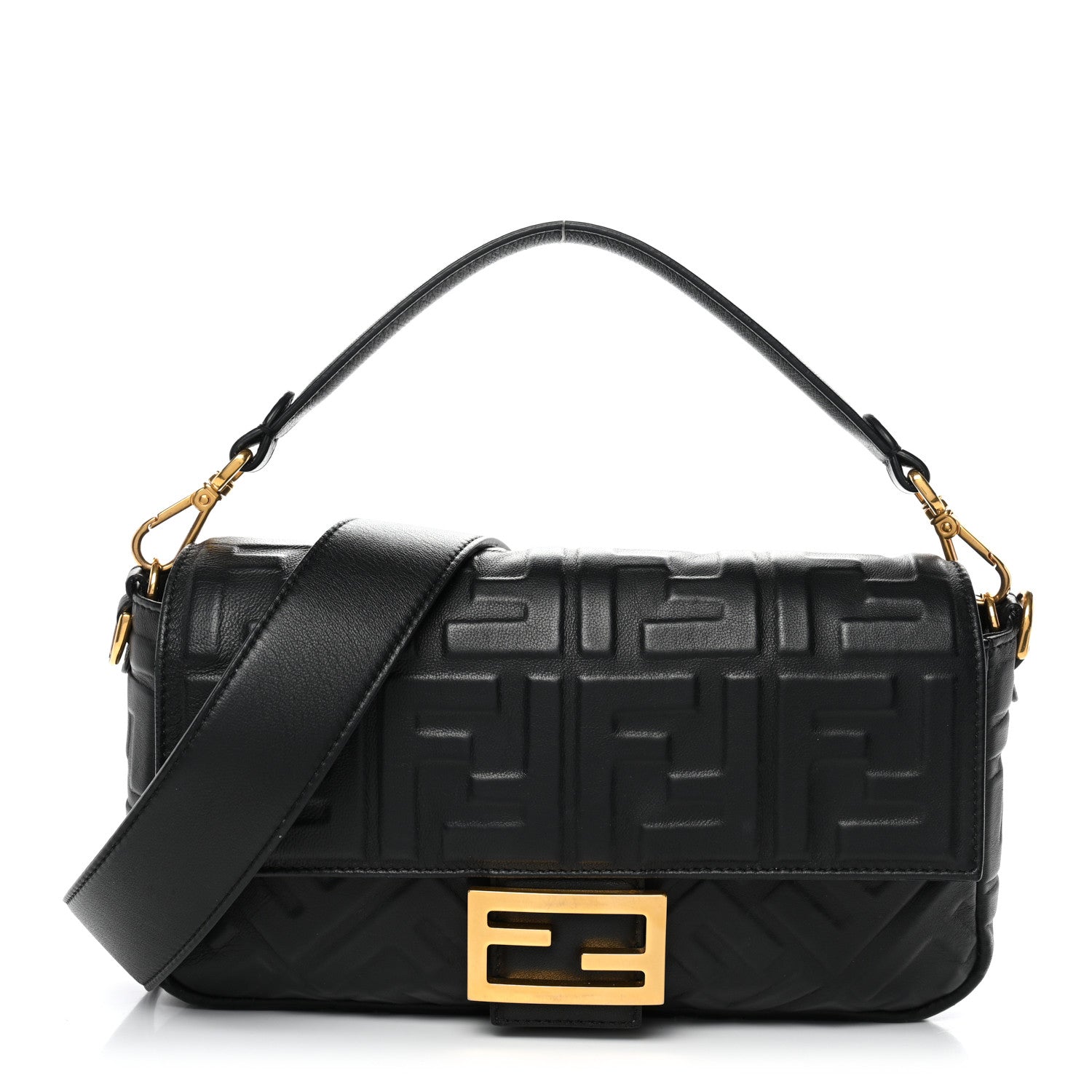 Fendi Nappa FF 1974 Embossed Baguette Black 1 of 11