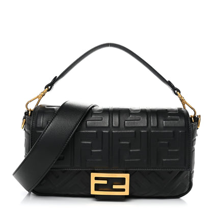 Fendi Nappa FF 1974 Embossed Baguette Black 1 of 11