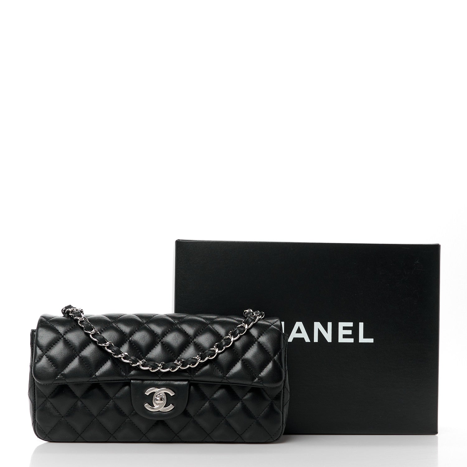 Chanel Lambskin Quilted East West Flap Black 12 of 12