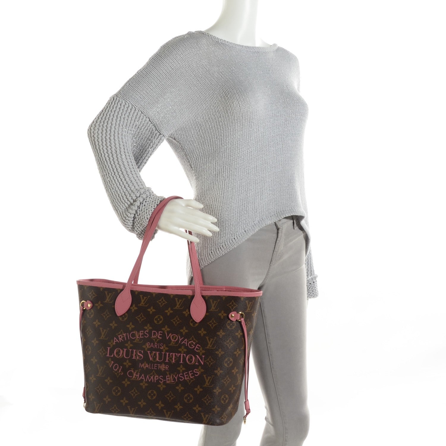 Louis Vuitton Monogram Articles de Voyage Ikat Neverfull MM Rose Velours 2 of 7