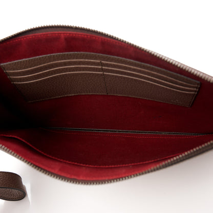 Gucci Cotton Wool Textured Calfskin Houndstooth Stripe Interlocking G Pouch Red Green Ivory Multicolor New Acero 5 of 9