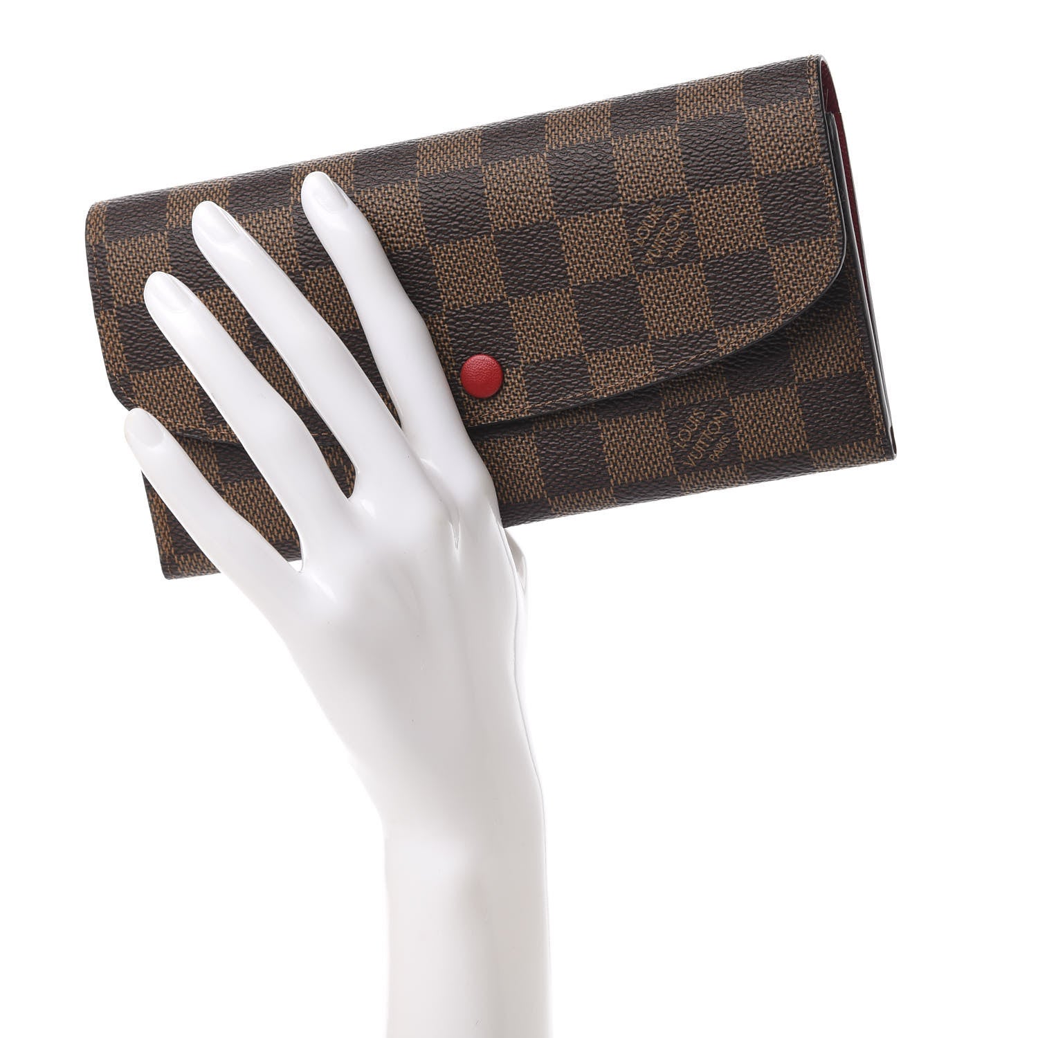 Louis Vuitton Damier Ebene Emilie Wallet Red 2 of 8