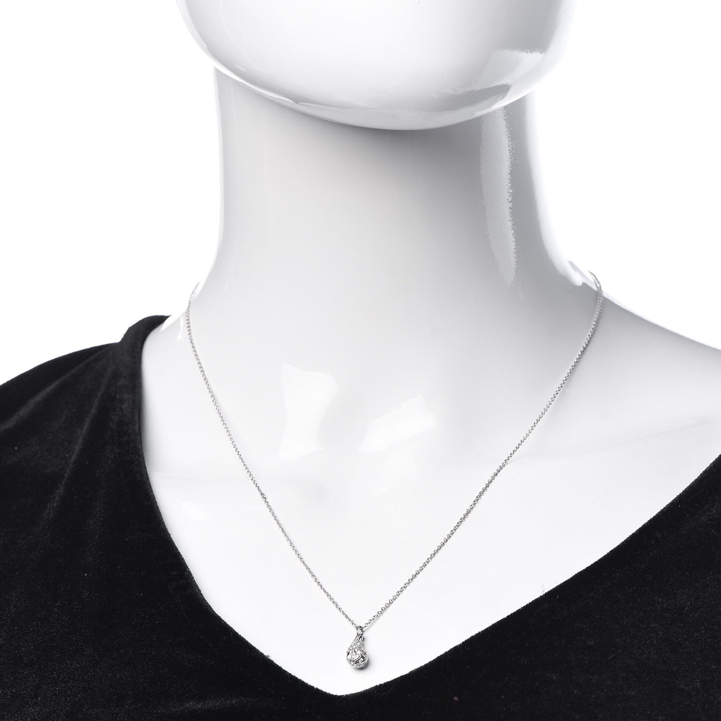 Platinum Diamond 6mm Elsa Peretti Teardrop Pendant Necklace