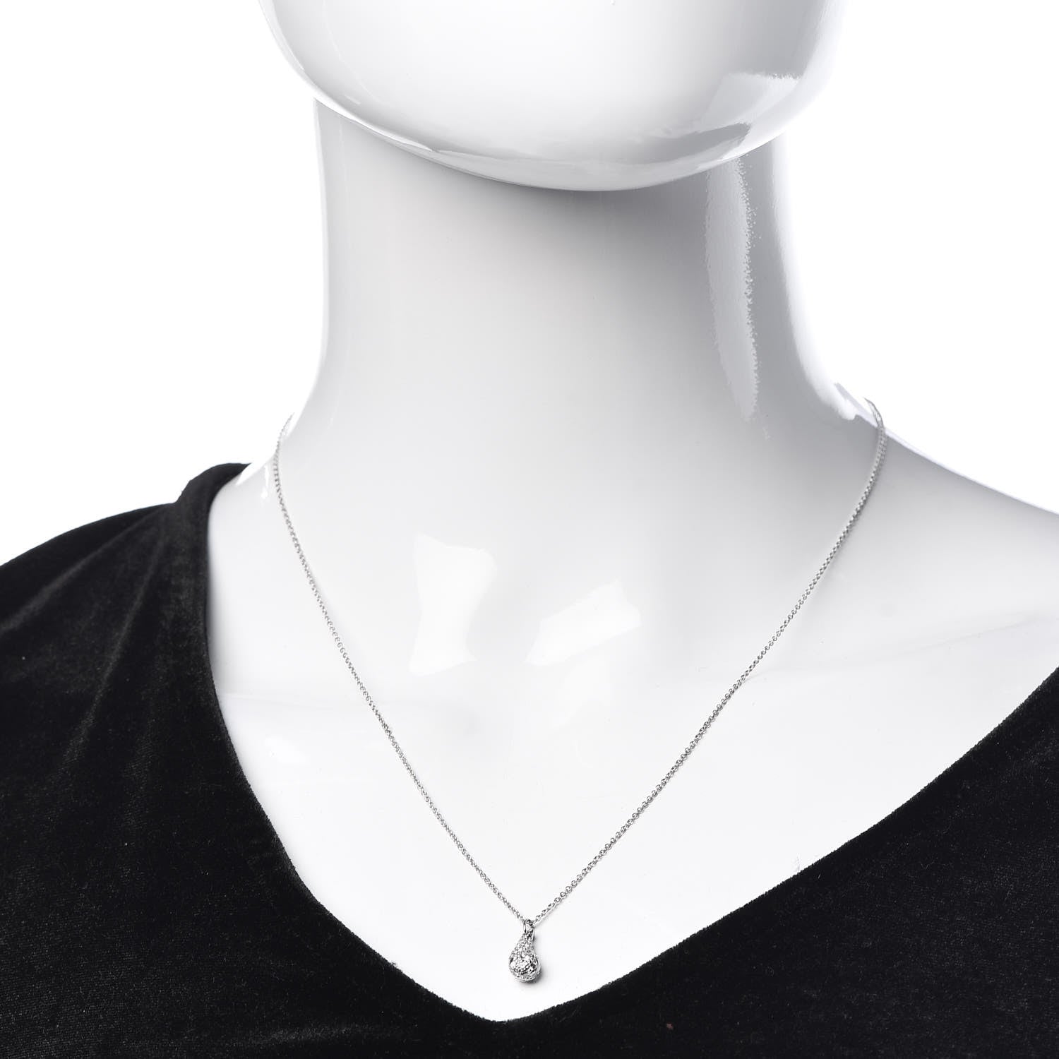 Tiffany Platinum Diamond 6mm Elsa Peretti Teardrop Pendant Necklace 2 of 7