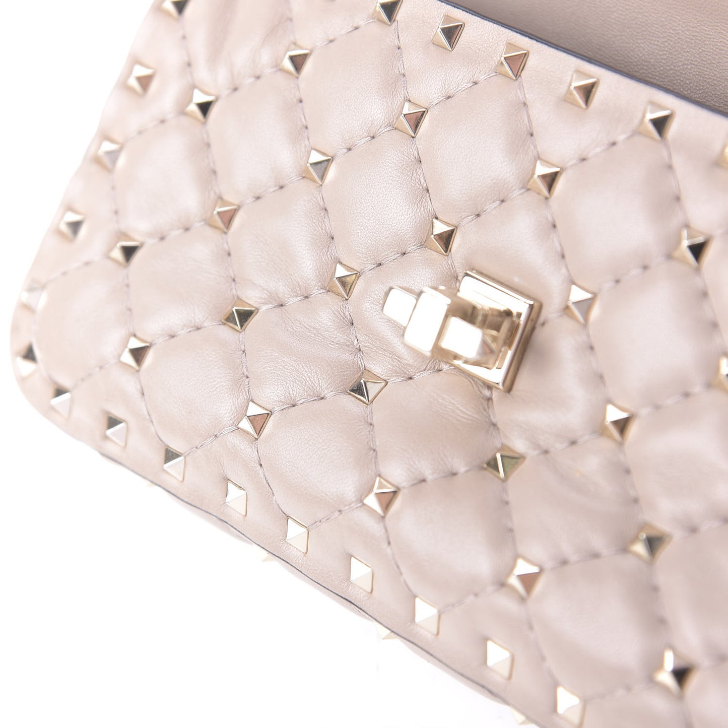 Nappa Small Rockstud Spike Shoulder Bag Poudre