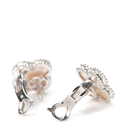Van Cleef & Arpels 18K White Gold Mother of Pearl Vintage Alhambra Earrings 3 of 6