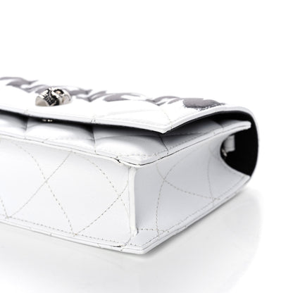 Alexander McQueen Calfskin Quilted Graffiti Skull Small Chain Crossbody Bag White 9 of 11