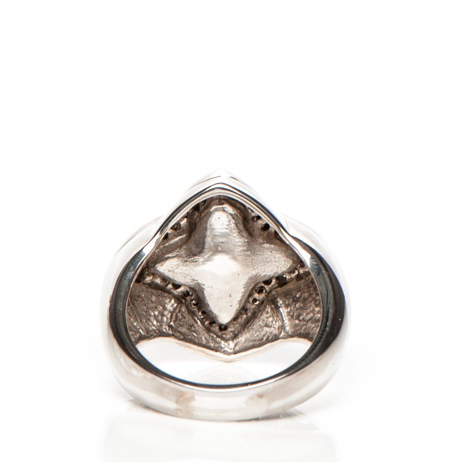 David Yurman 18K White Gold Diamond Chalcedony 14mm Quatrefoil Ring 7.5 3 of 5
