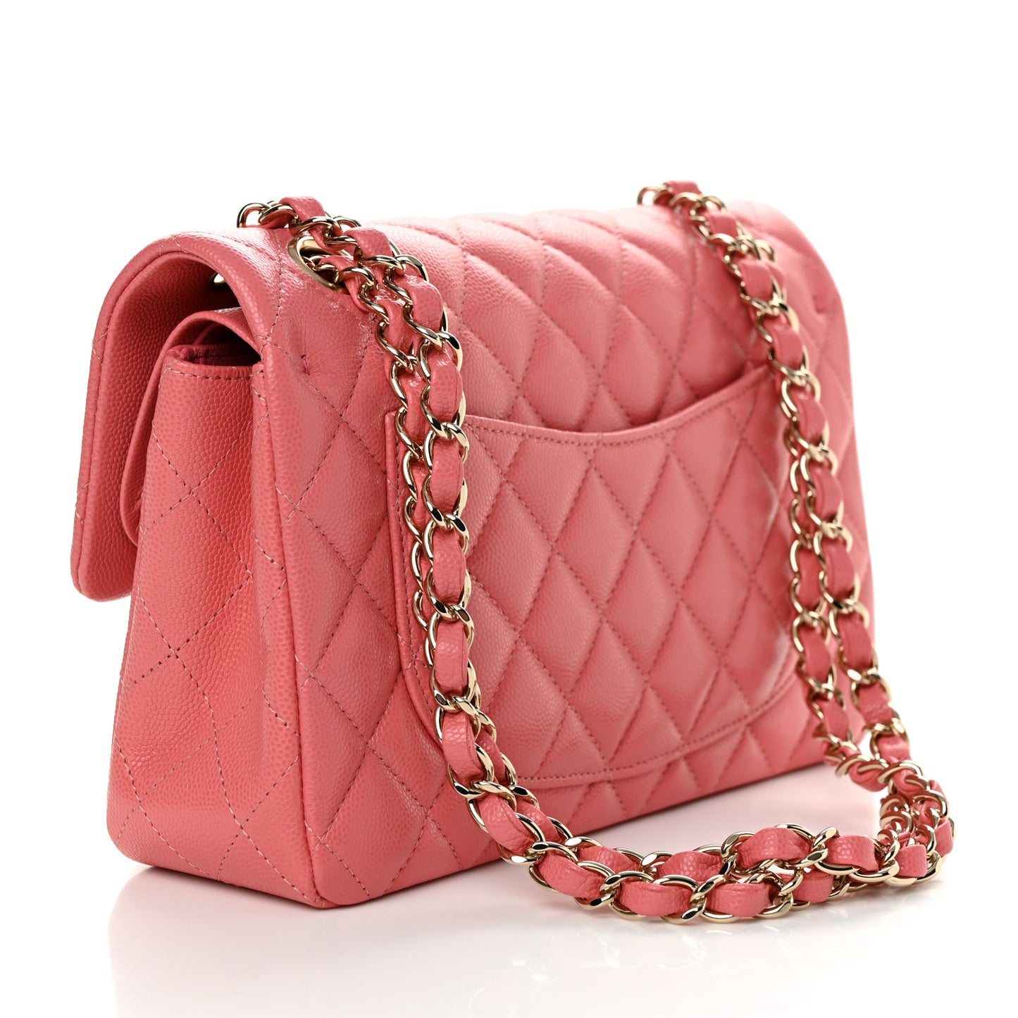 Caviar Quilted Small Double Flap Pink