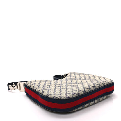 Gucci GG Supreme Monogram Textured Calfskin Web Large Attache Shoulder Bag Beige Blue 4 of 8