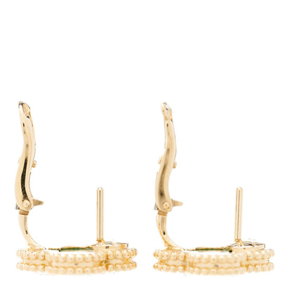 Van Cleef & Arpels 18K Yellow Gold Malachite Vintage Alhambra Earrings 6 of 10