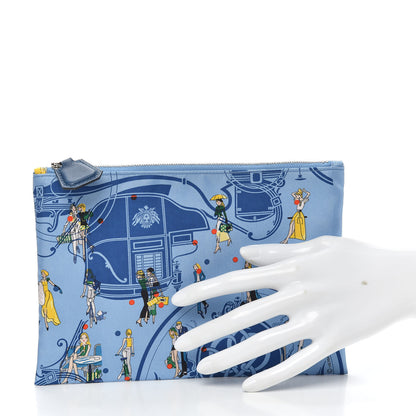 Hermes Silk Ex-Libris Les Parisiennes Silky Pocket Cosmetic Case Deep Bleu Bleuet 2 of 6