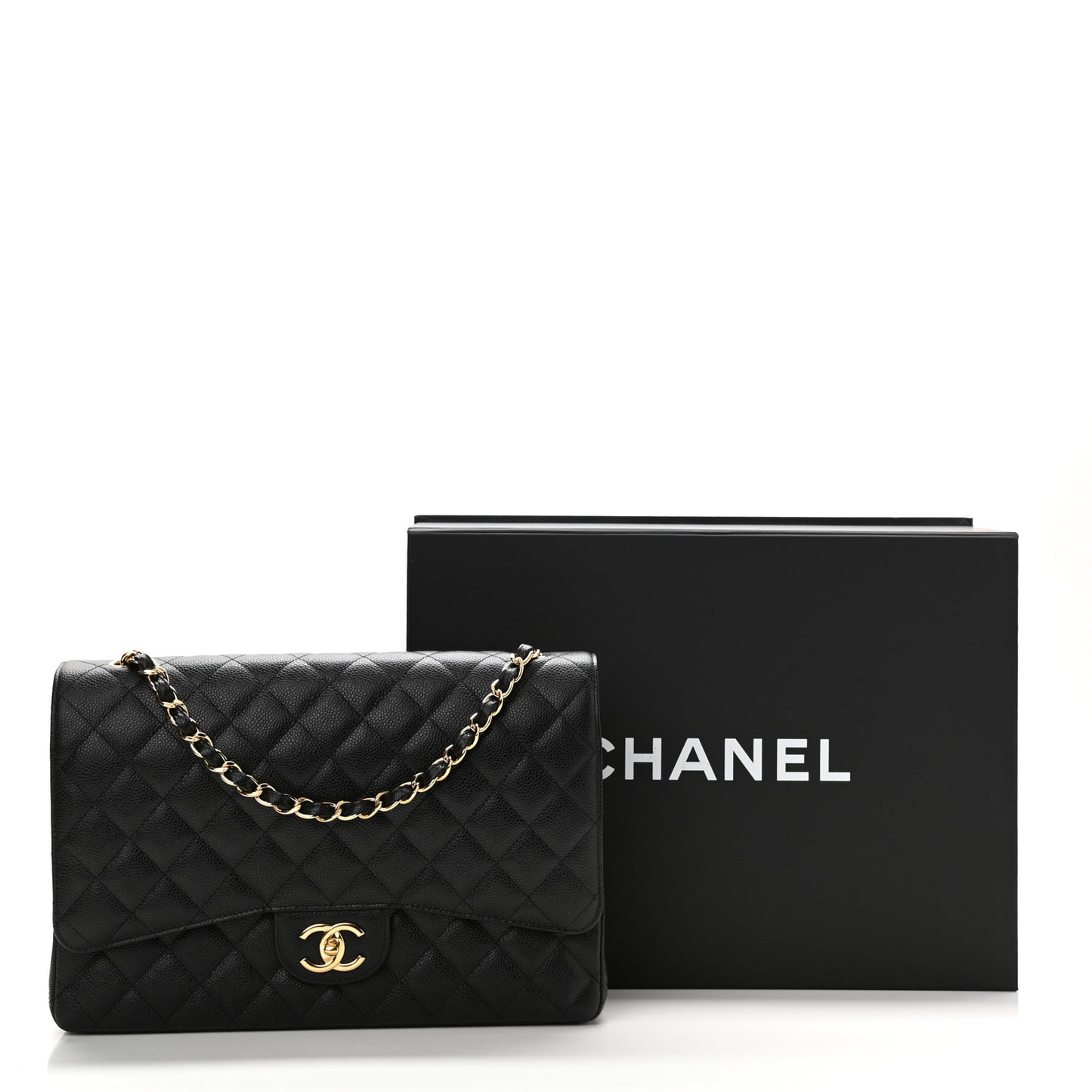 Caviar Quilted Maxi Double Flap Black
